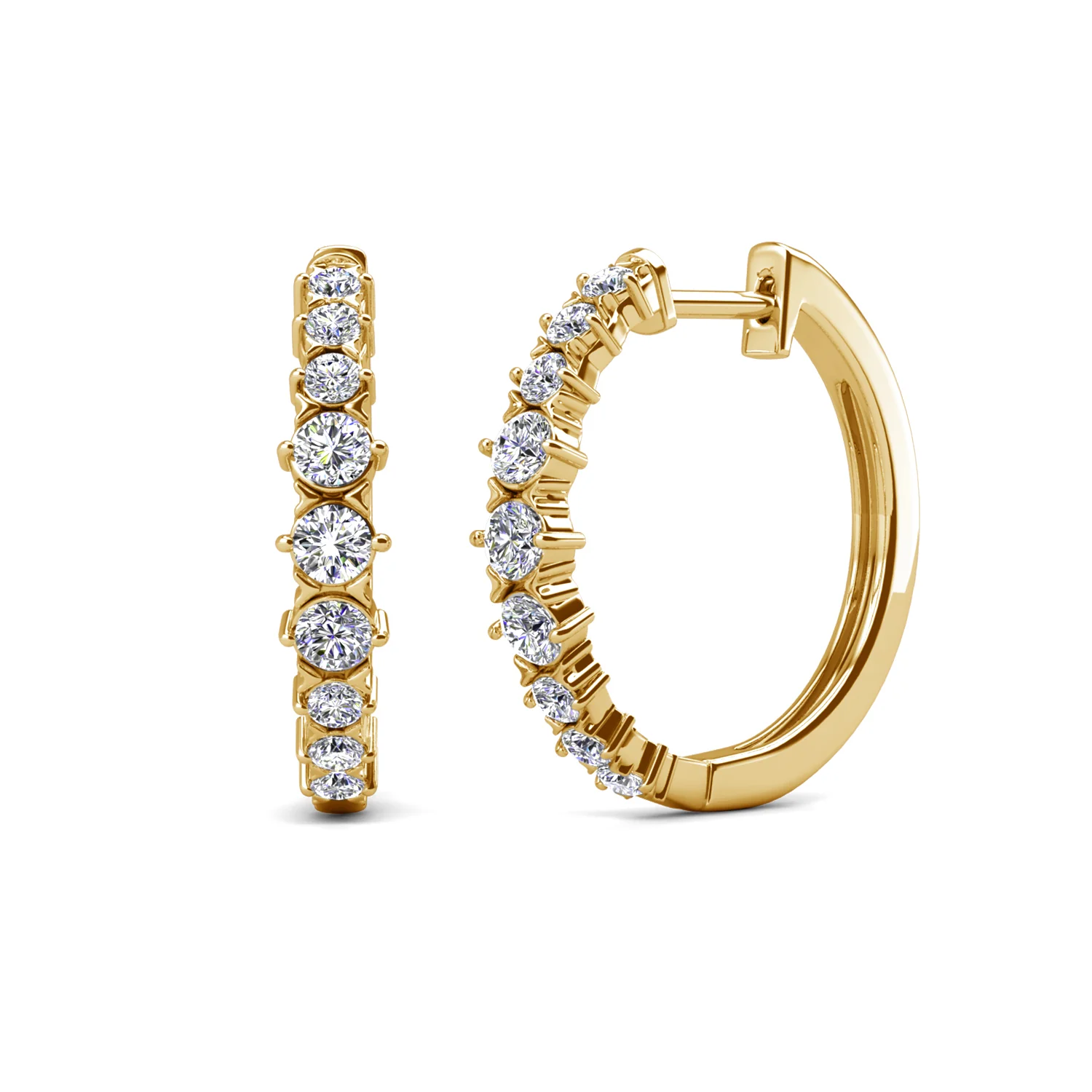 Claire 18k White Gold Plated 20mm Hoop Earrings with Swarovski Crystals - Image 11
