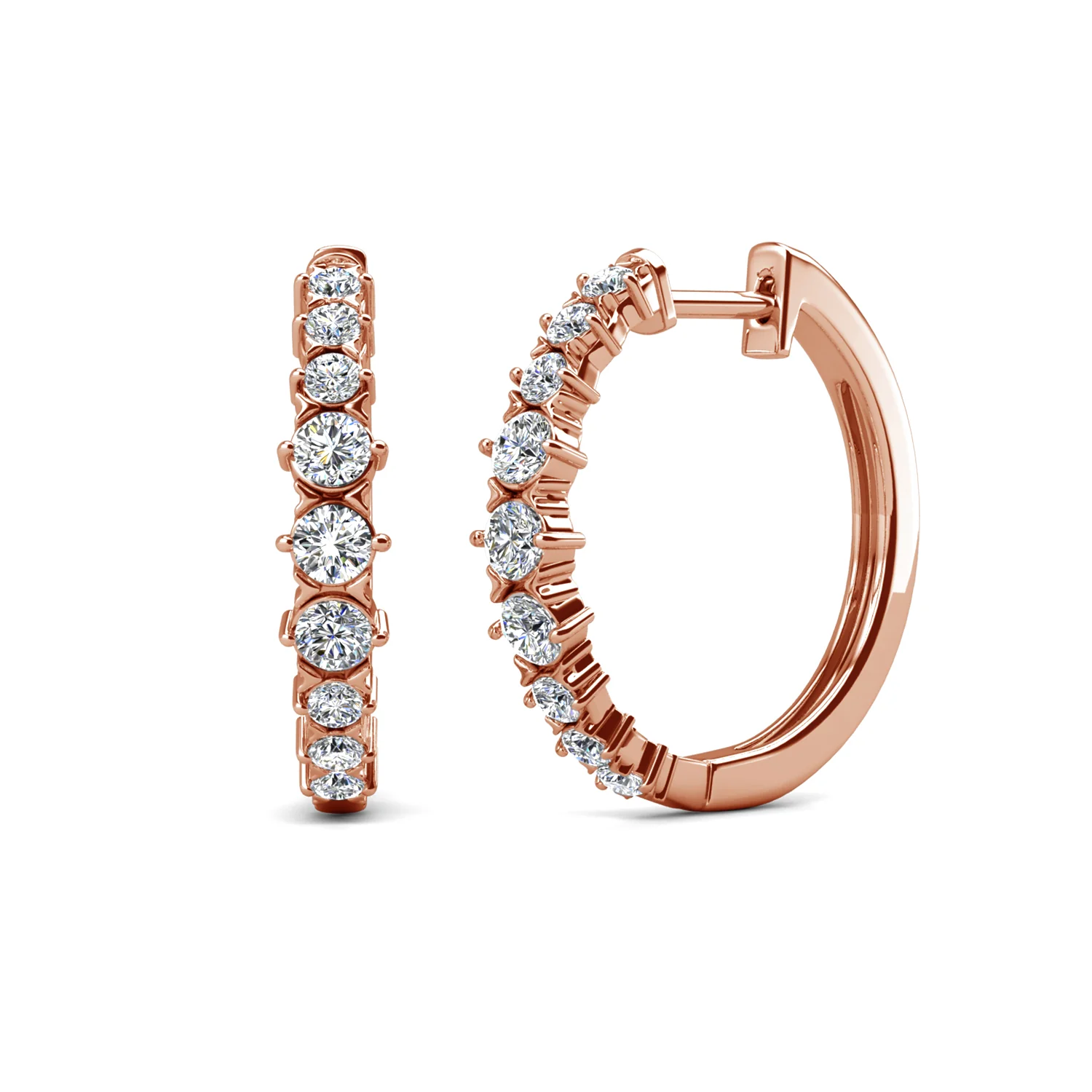 Claire 18k White Gold Plated 20mm Hoop Earrings with Swarovski Crystals - Image 17