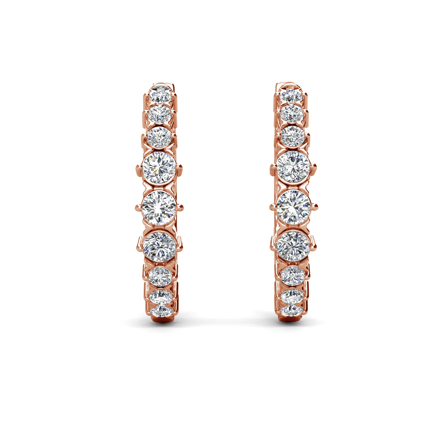 Claire 18k White Gold Plated 20mm Hoop Earrings with Swarovski Crystals - Image 19