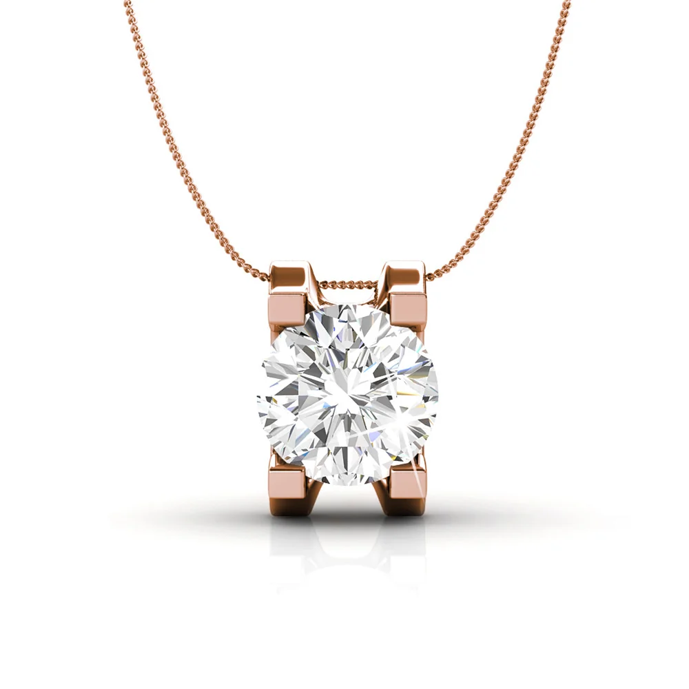 Clara 18k White Gold Plated Pendant Necklace with Solitaire Round Cut Swarovski Crystal - Image 11