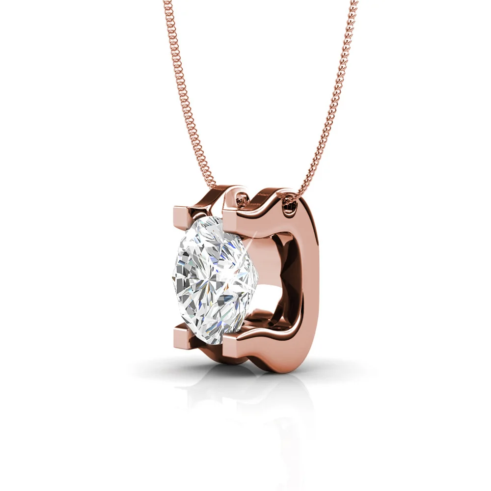 Clara 18k White Gold Plated Pendant Necklace with Solitaire Round Cut Swarovski Crystal - Image 13