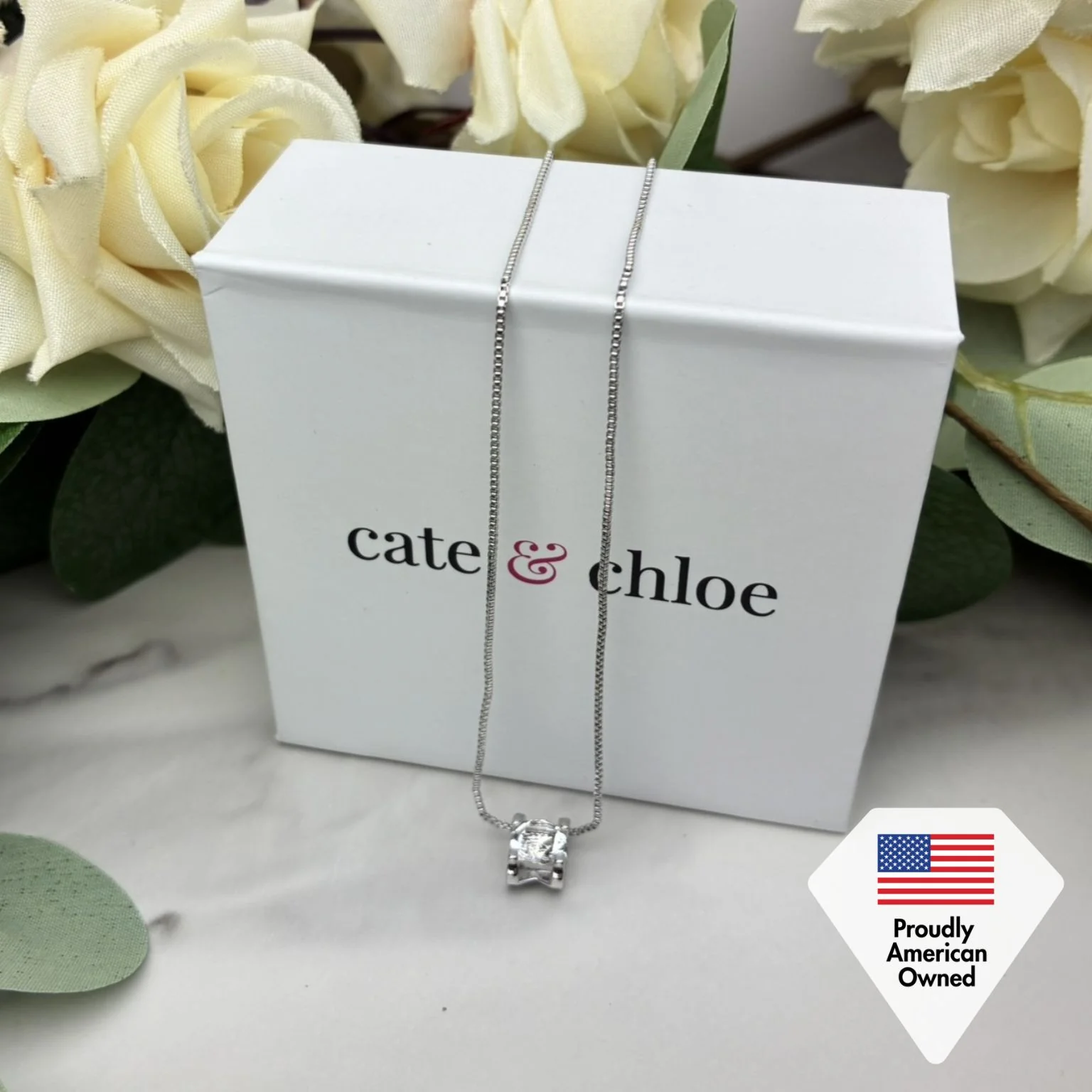 Clara 18k White Gold Plated Pendant Necklace with Solitaire Round Cut Swarovski Crystal - Image 7