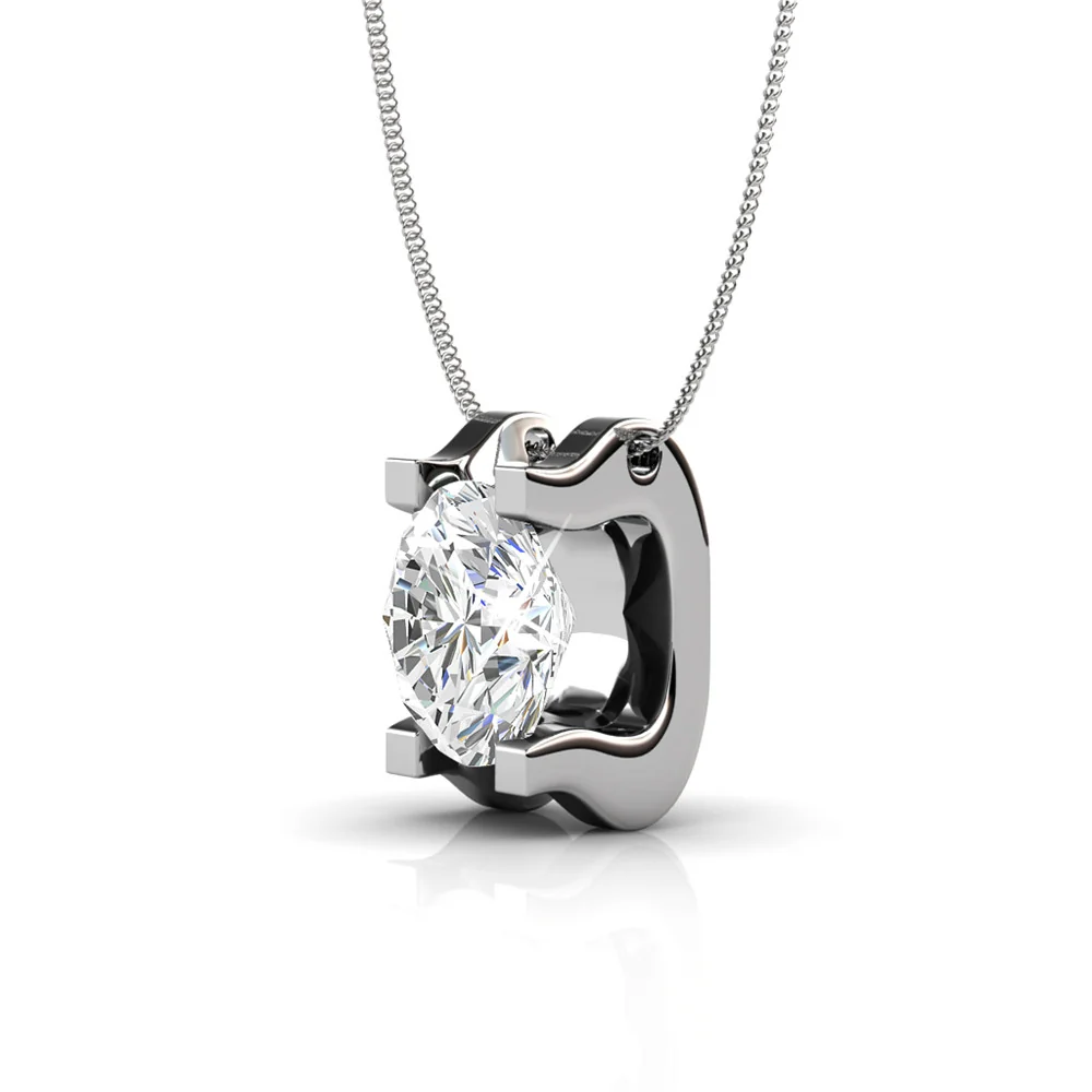 Clara 18k White Gold Plated Pendant Necklace with Solitaire Round Cut Swarovski Crystal - Image 8