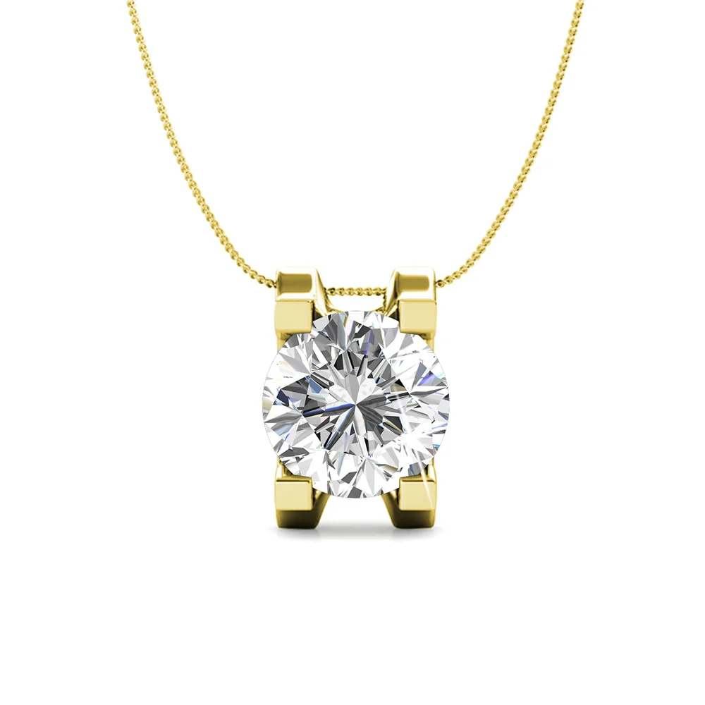 Clara 18k White Gold Plated Pendant Necklace with Solitaire Round Cut Swarovski Crystal - Image 9