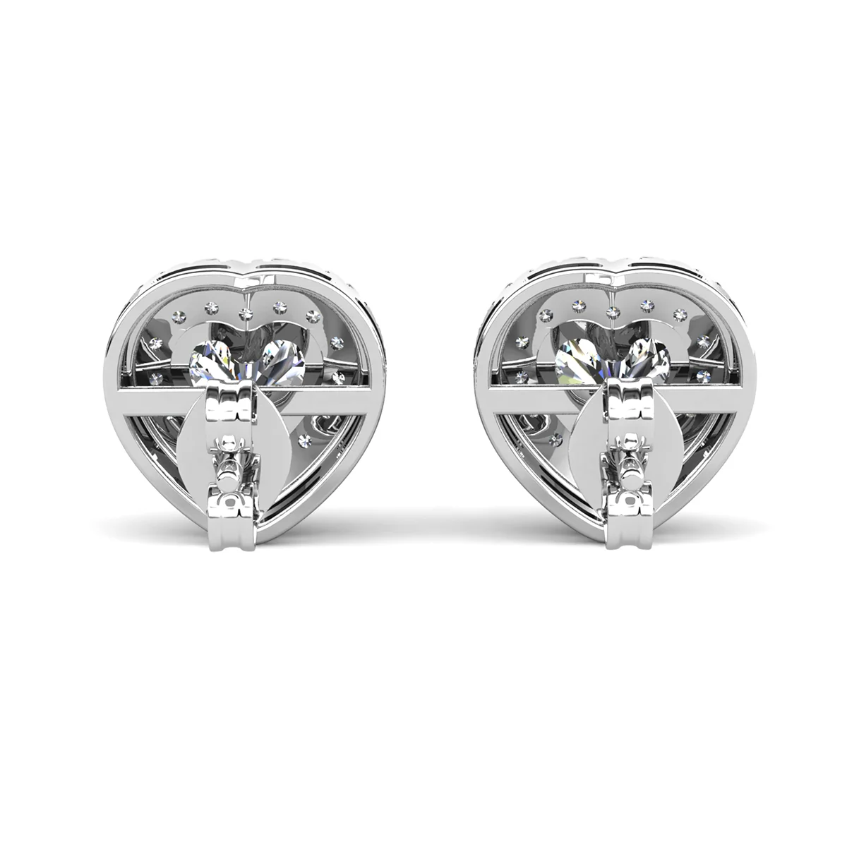 Coraline 18k White Gold Plated Silver Heart Stud Earrings with Simulated Diamond Crystals - Image 9