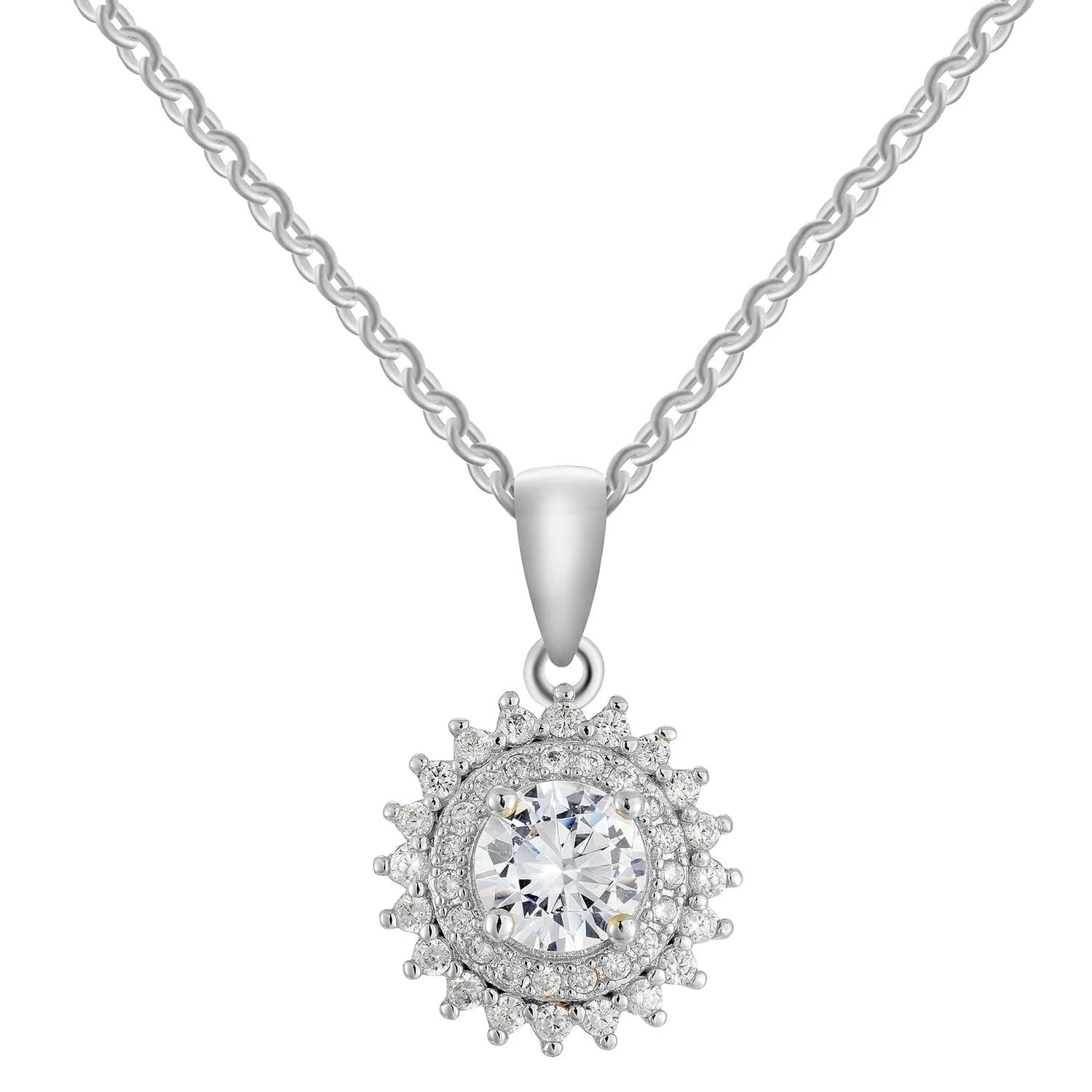 Cordelia 18k White Gold Necklace and Stud Earrings Jewelry Set with Simulated Diamond Crystals - Image 8