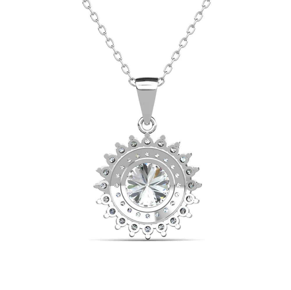 Cordelia 18k White Gold Plated Silver Pendant Necklace with Simulated Diamond Crystals - Image 9