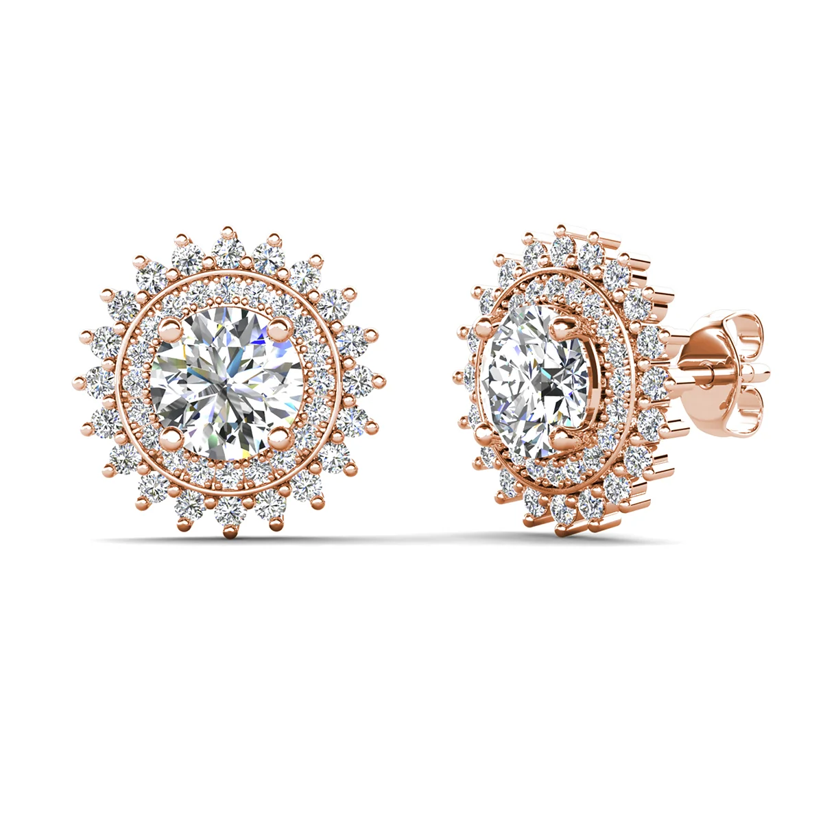 Cordelia 18k White Gold Plated Stud Earrings with Round Cut Simulated Diamond Crystals - Image 16