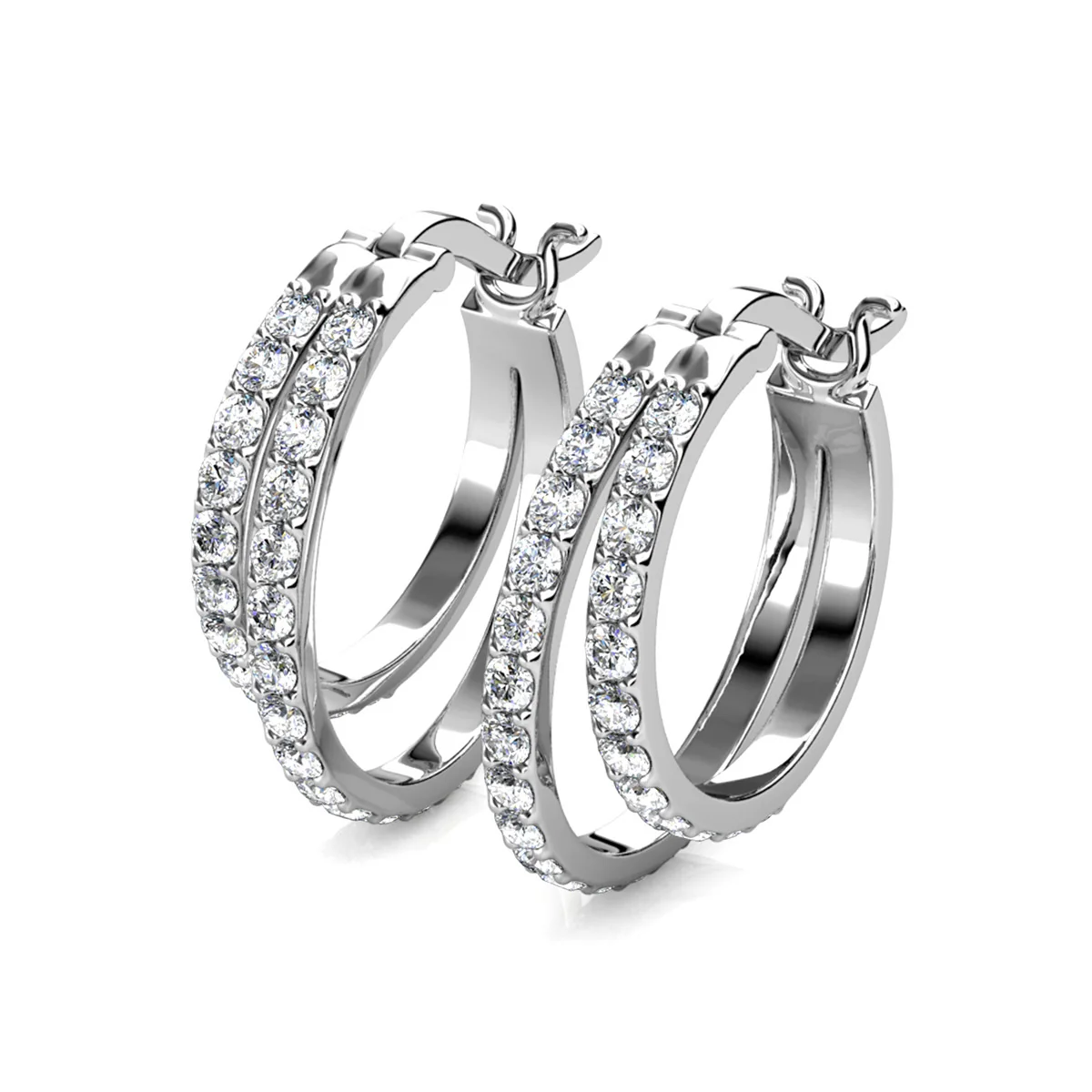 Corina 18k White Gold Plated 20mm Hoop Earrings with Swarovski Crystals - Image 8