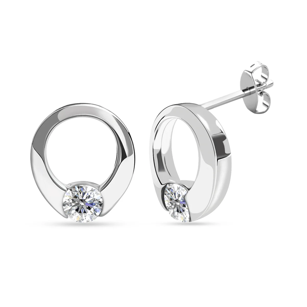 Dahlia 18k White Gold Plated 12mm Hoop Earrings with Swarovski Crystal - Image 8