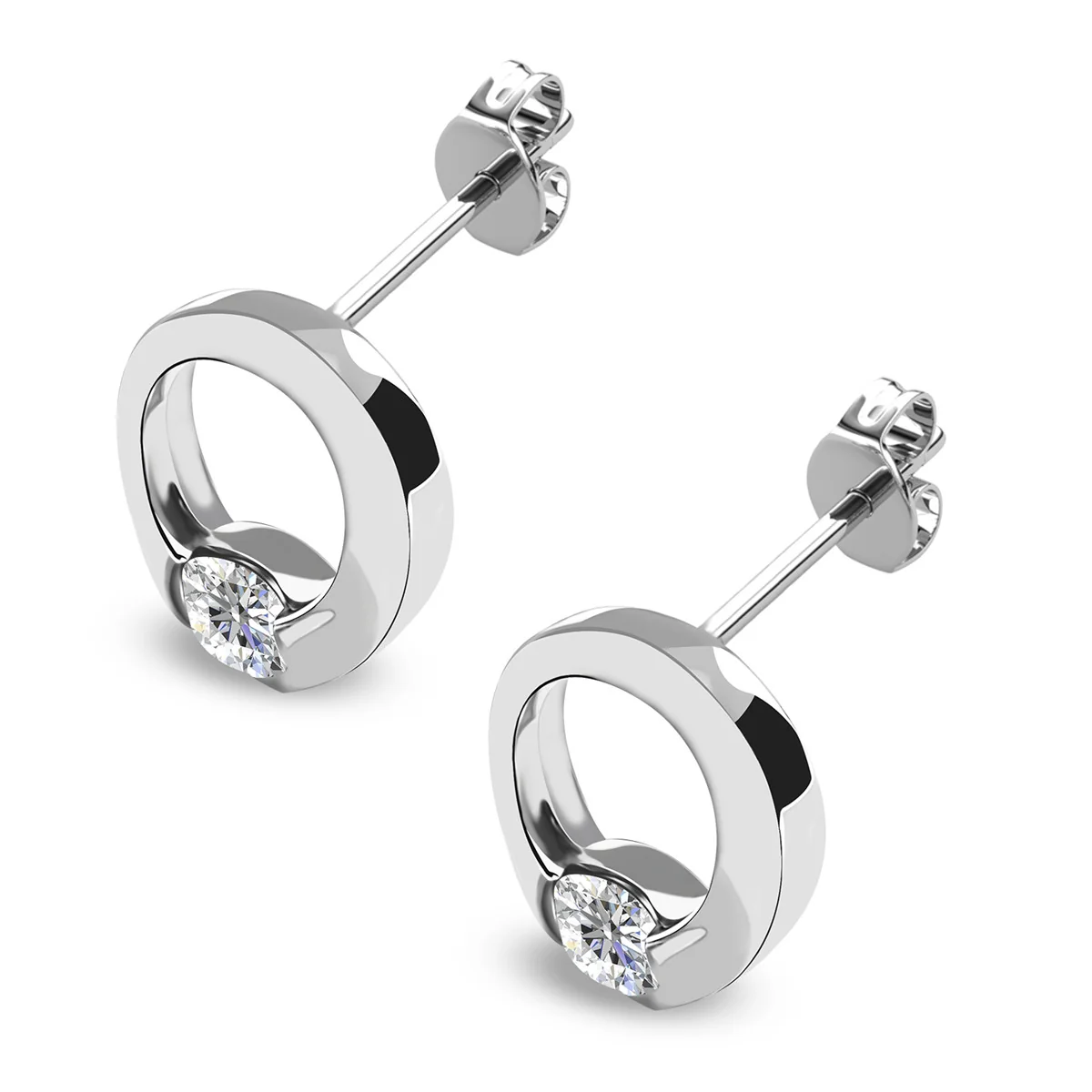 Dahlia 18k White Gold Plated 12mm Hoop Earrings with Swarovski Crystal - Image 9