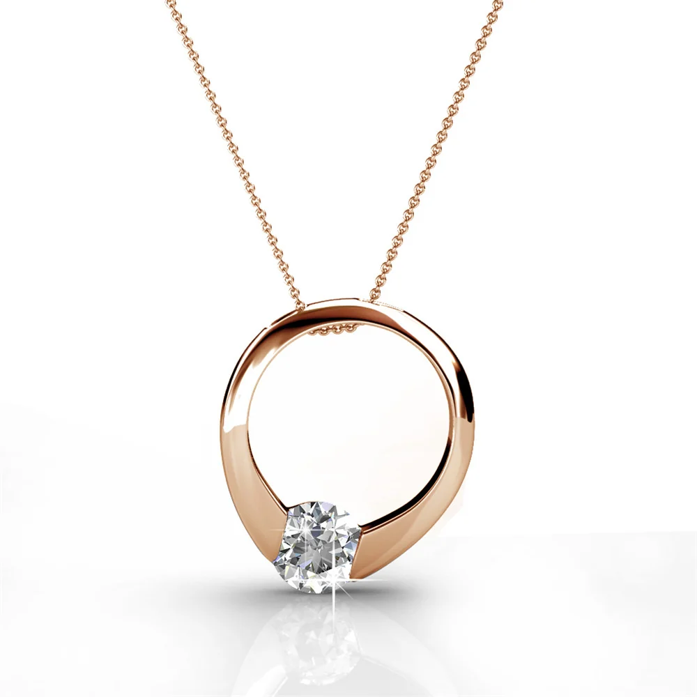 Dahlia 18k White Gold Plated 13mm Hoop Necklace with Swarovski Crystal - Image 11