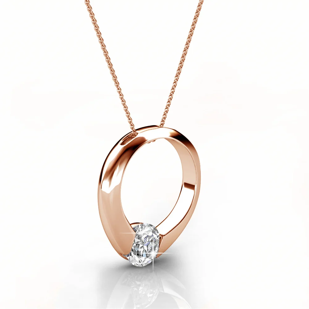 Dahlia 18k White Gold Plated 13mm Hoop Necklace with Swarovski Crystal - Image 13