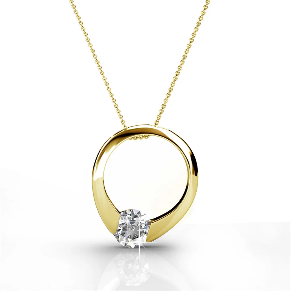 Dahlia 18k White Gold Plated 13mm Hoop Necklace with Swarovski Crystal - Image 8