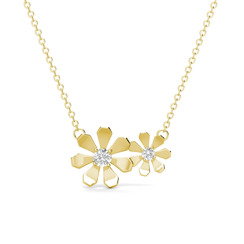 Daisy 18k White Gold Plated Flower Necklace with Swarovski Crystals - Image 10