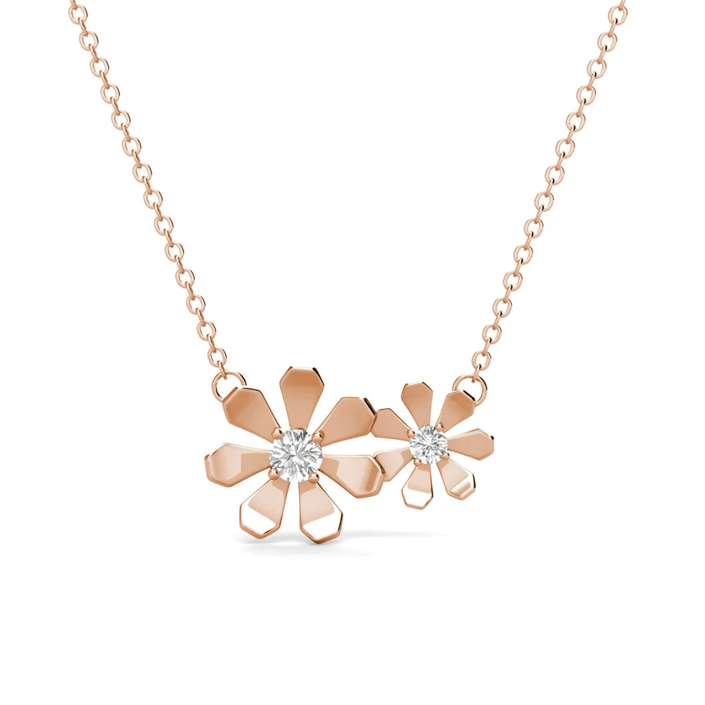 Daisy 18k White Gold Plated Flower Necklace with Swarovski Crystals - Image 14