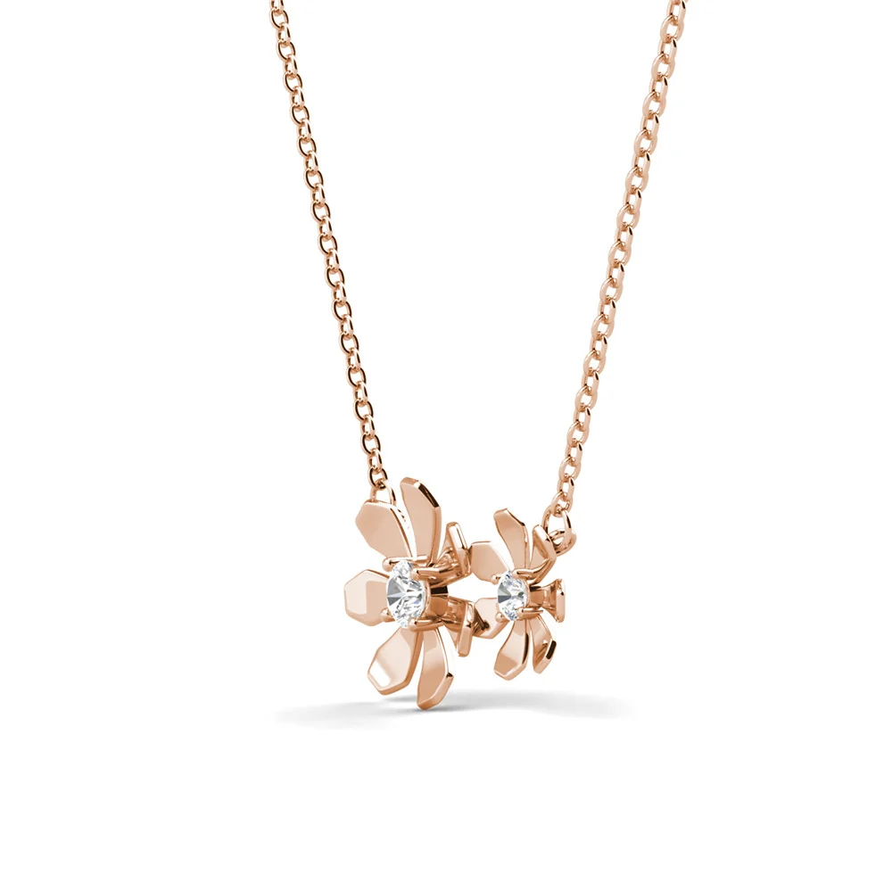 Daisy 18k White Gold Plated Flower Necklace with Swarovski Crystals - Image 17
