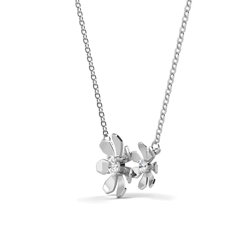 Daisy 18k White Gold Plated Flower Necklace with Swarovski Crystals - Image 9