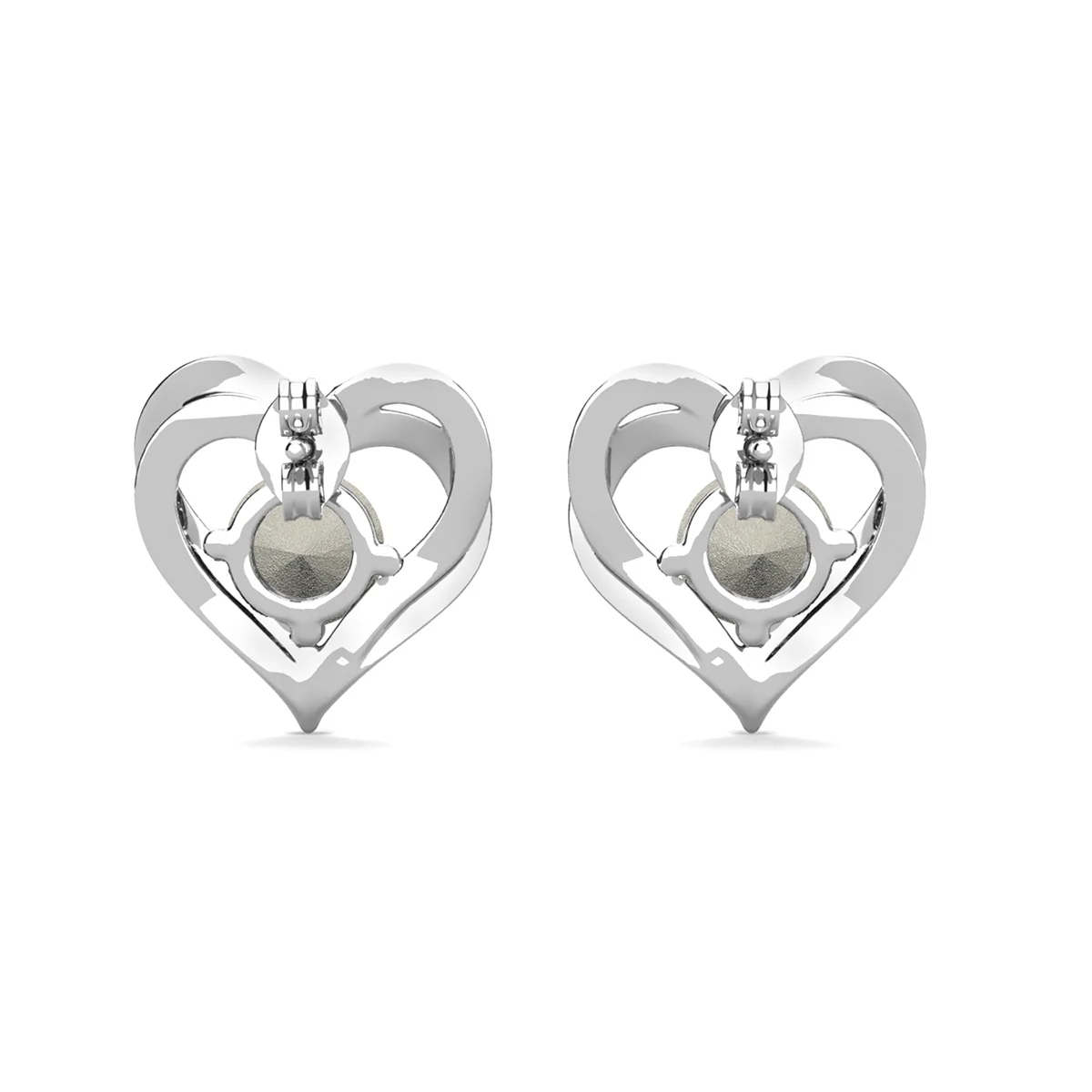 Forever July Birthstone Diamond 18k White Gold Plated Silver Double Heart Earrings with Swarovski Crystals - Image 5