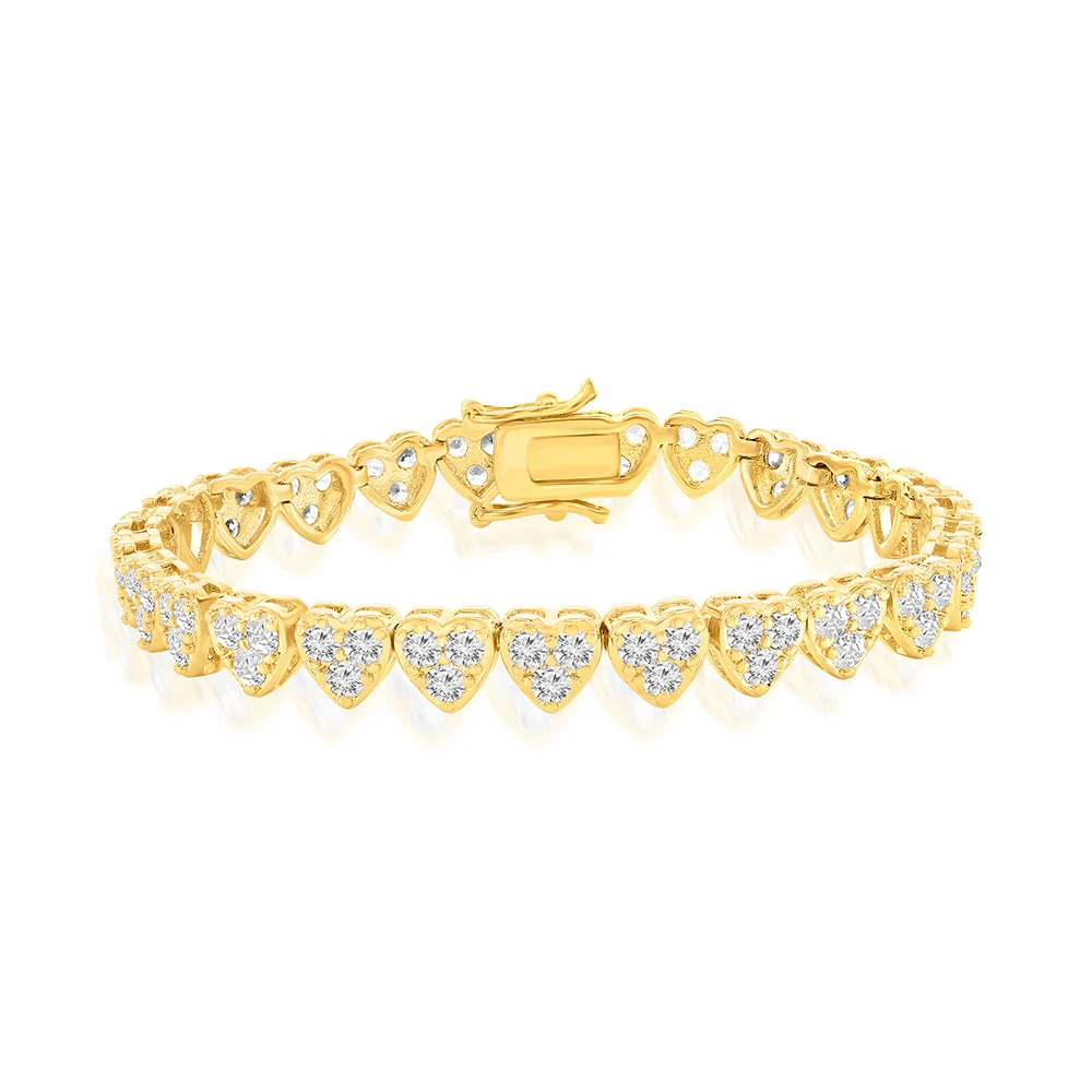 Donna 18k White Gold Plated Silver Heart Bracelet with Simulated Diamond Crystals - Image 7
