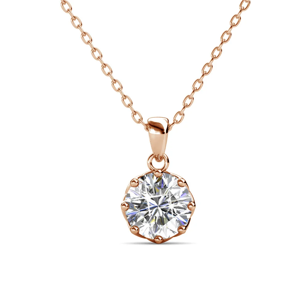 Eden 18k White Gold Plated Silver Necklace and Stud Earring Set with Swarovski Crystals - Image 16