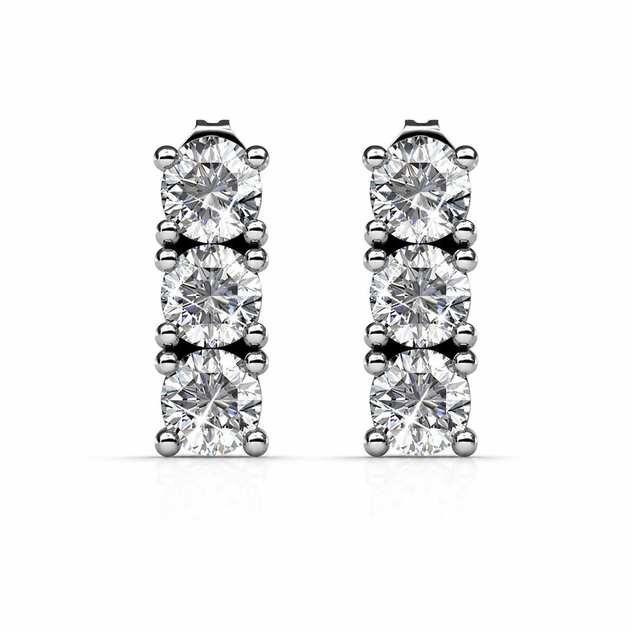 Eliana 18k White Gold Plated Stud Earrings with Swarovski Crystals - Image 7