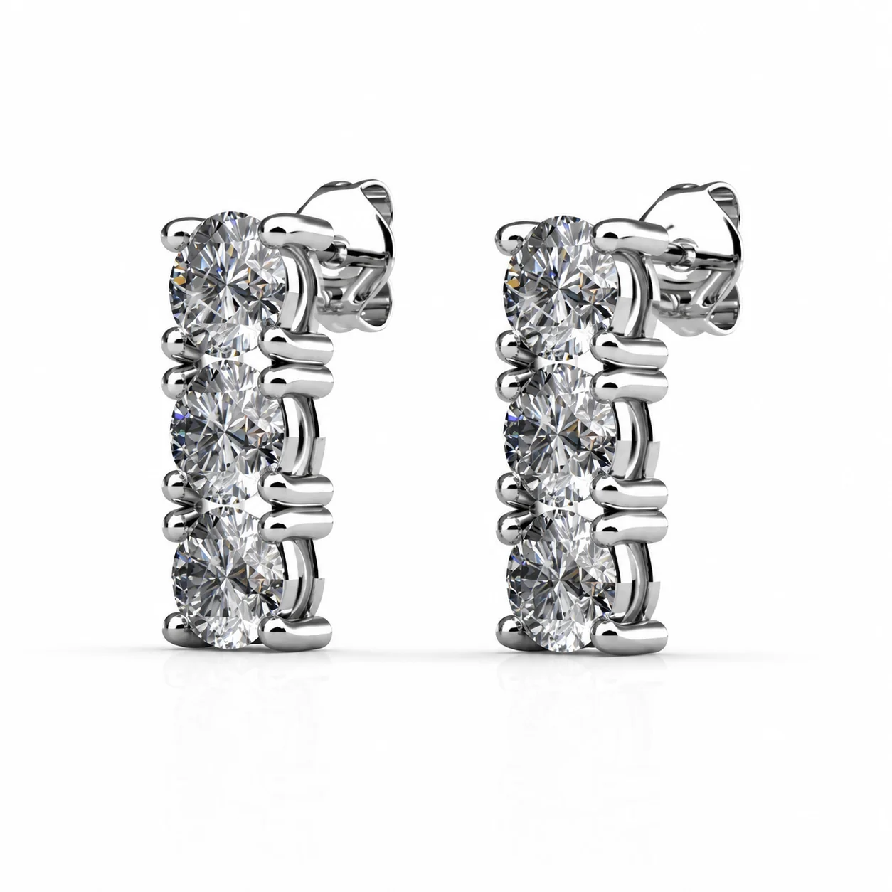 Eliana 18k White Gold Plated Stud Earrings with Swarovski Crystals - Image 8