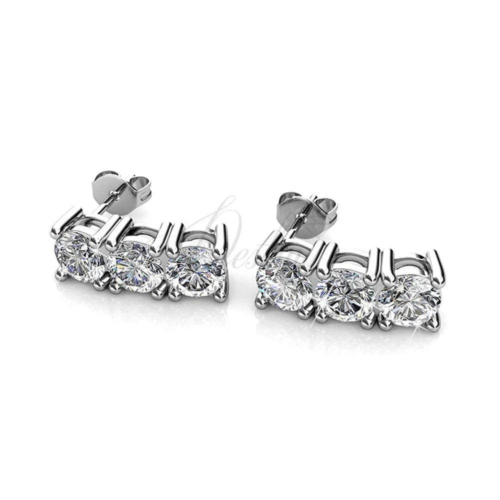 Eliana 18k White Gold Plated Stud Earrings with Swarovski Crystals - Image 9
