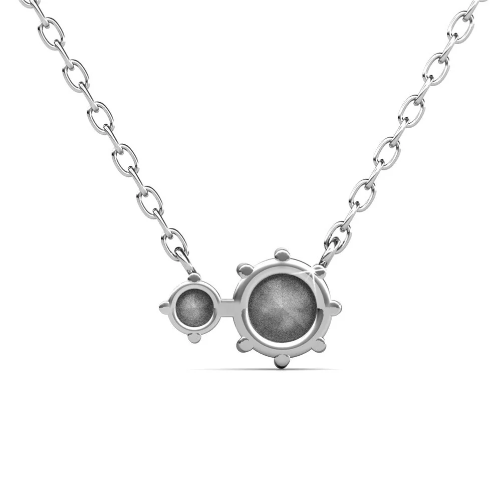 Emma 18k White Gold Plated 2-Stone Pendant Necklace with  Swarovski Crystals - Image 10