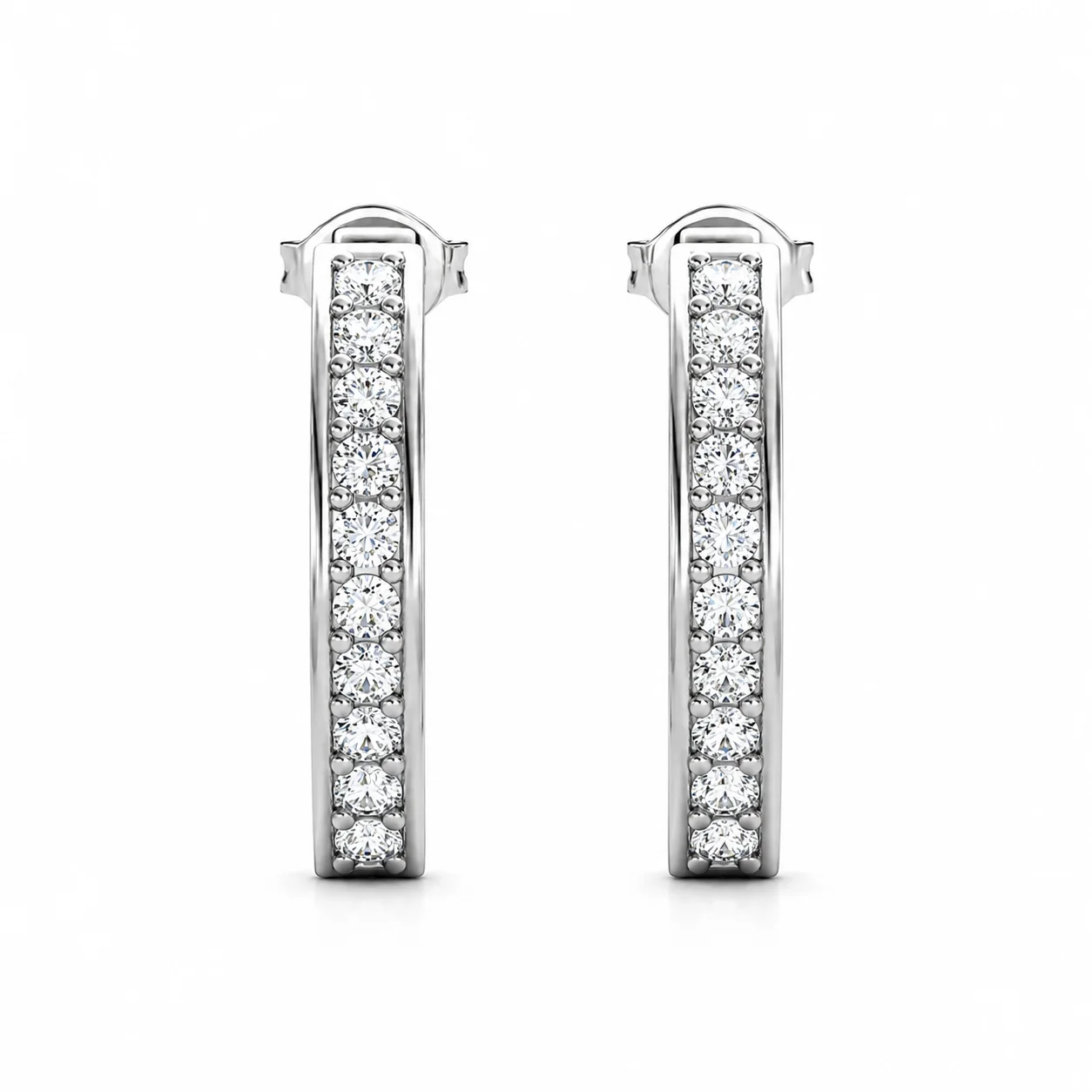 Erin 18k White Gold Plated Half Hoop Earrings with Swarovski Crystals - Image 8