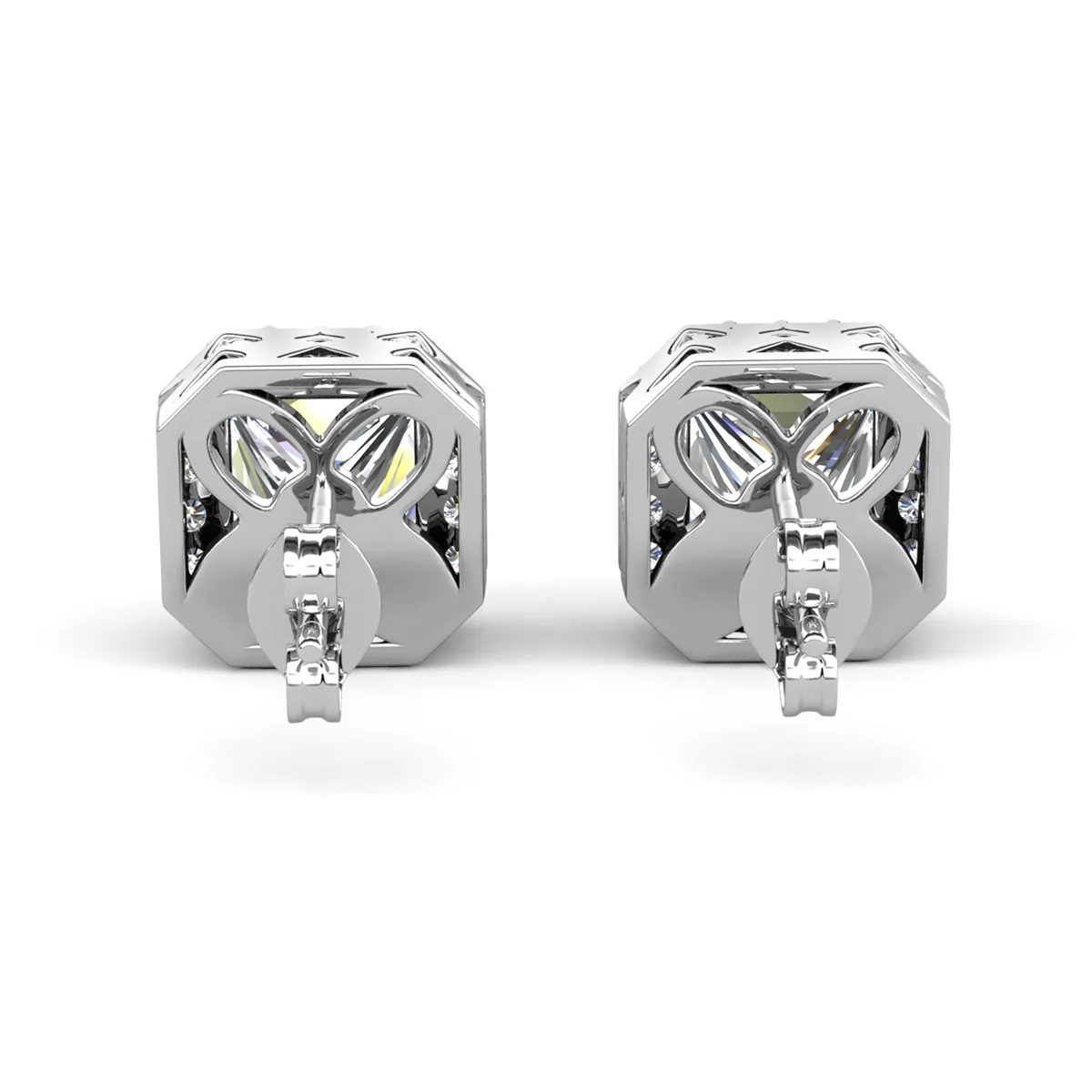 Estelle 18k White Gold Plated Halo Stud Earrings with Simulated Diamond Crystals - Image 8