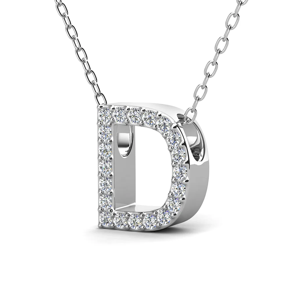 Ethereal Collection 18k White Gold Plated Initial Letter Pendant Necklace with Swarovski Crystals - Image 17