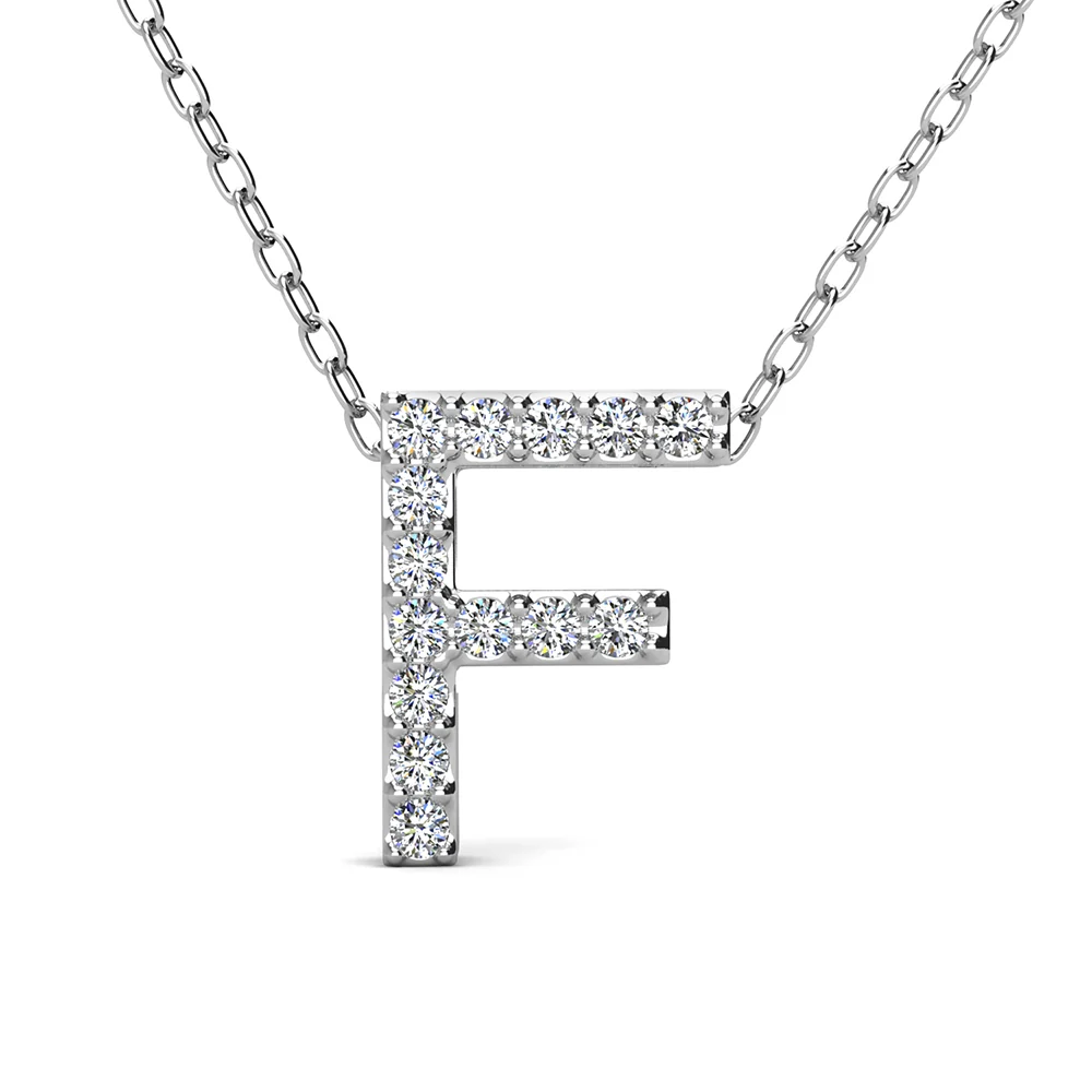 Ethereal Collection 18k White Gold Plated Initial Letter Pendant Necklace with Swarovski Crystals - Image 21