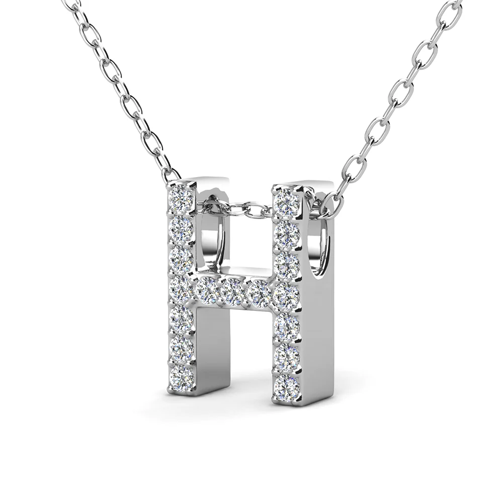 Ethereal Collection 18k White Gold Plated Initial Letter Pendant Necklace with Swarovski Crystals - Image 29