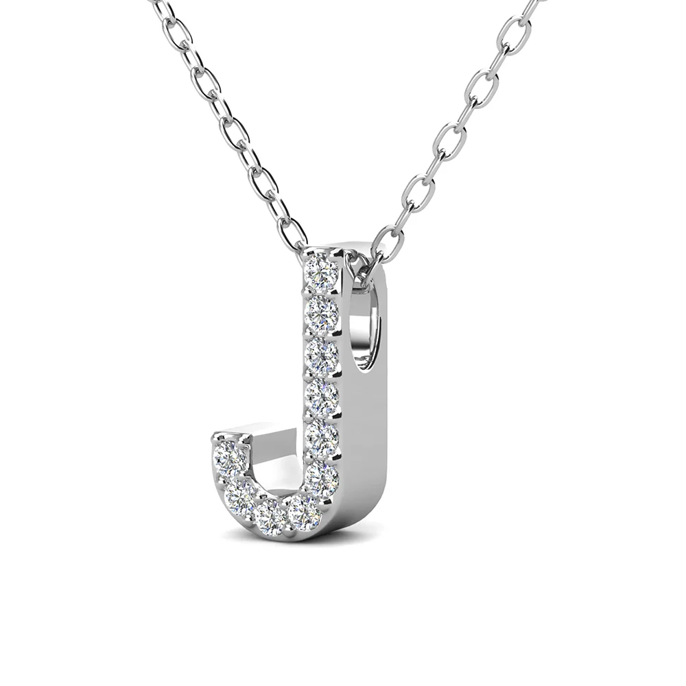 Ethereal Collection 18k White Gold Plated Initial Letter Pendant Necklace with Swarovski Crystals - Image 35