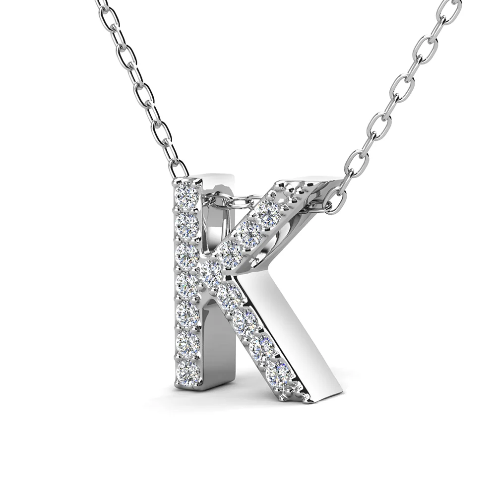 Ethereal Collection 18k White Gold Plated Initial Letter Pendant Necklace with Swarovski Crystals - Image 38