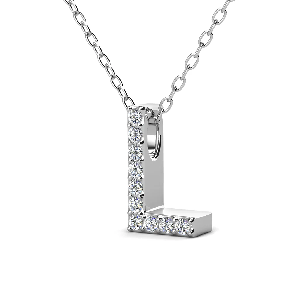 Ethereal Collection 18k White Gold Plated Initial Letter Pendant Necklace with Swarovski Crystals - Image 41