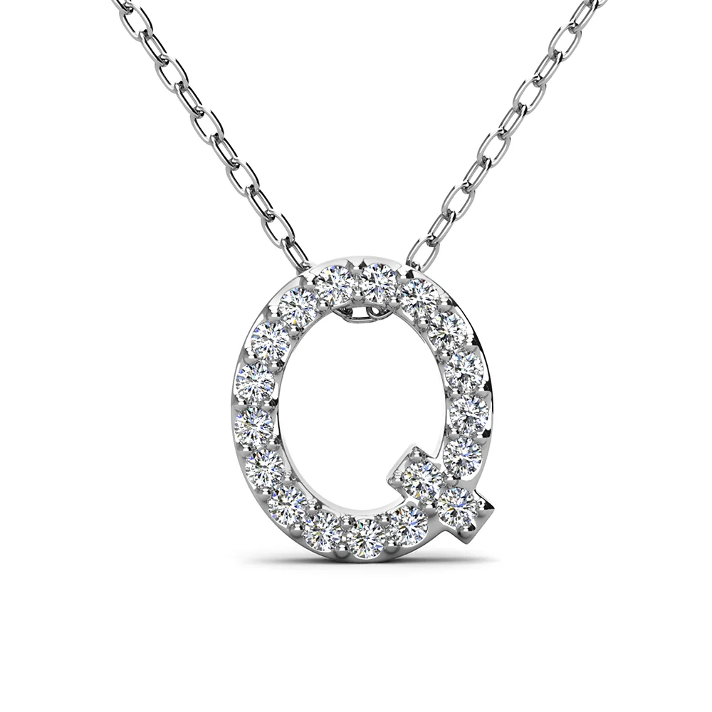 Ethereal Collection 18k White Gold Plated Initial Letter Pendant Necklace with Swarovski Crystals - Image 54