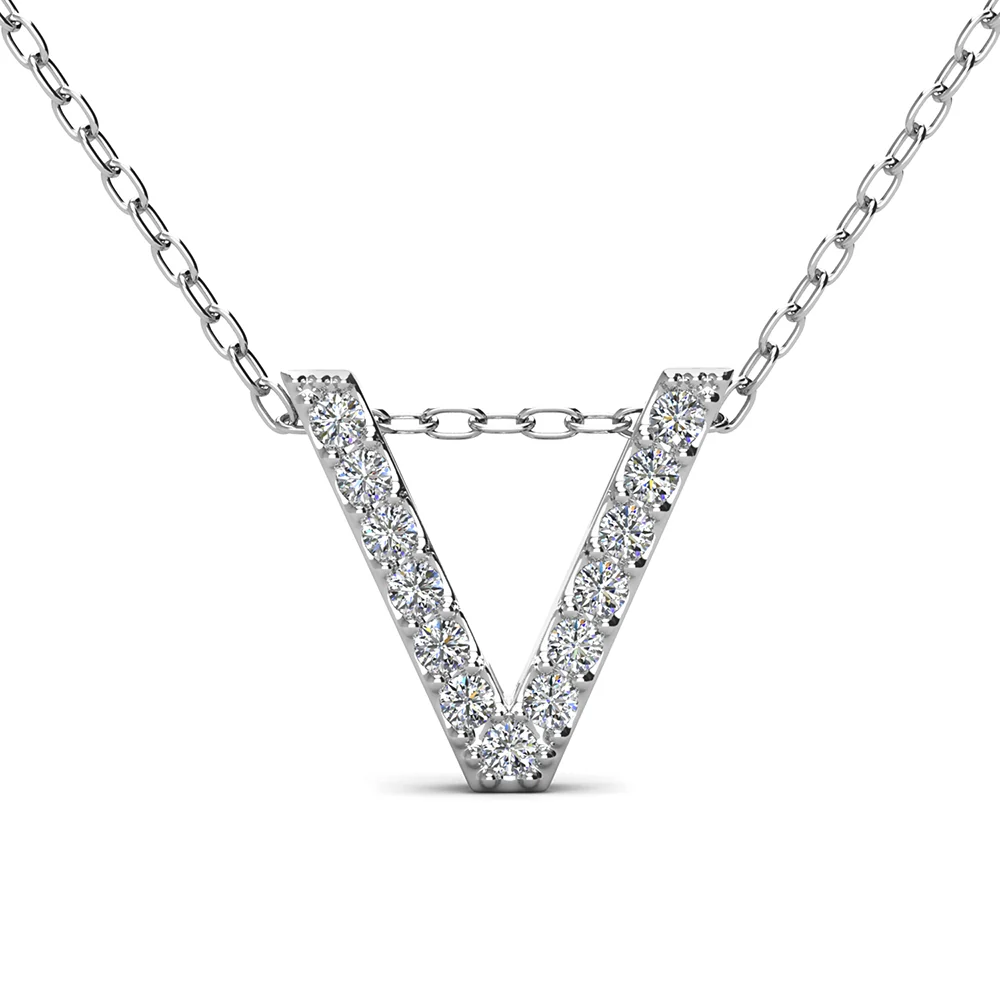 Ethereal Collection 18k White Gold Plated Initial Letter Pendant Necklace with Swarovski Crystals - Image 69
