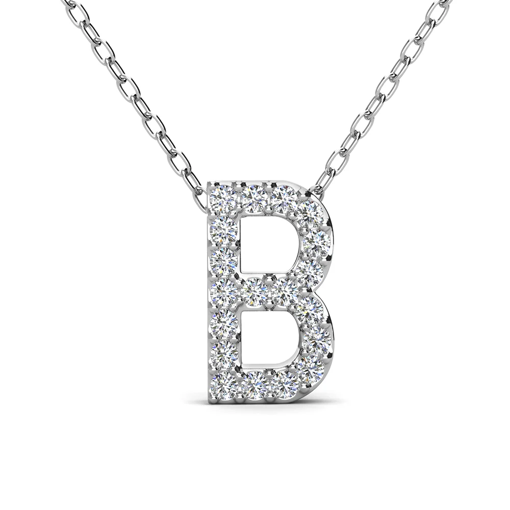 Ethereal Collection 18k White Gold Plated Initial Letter Pendant Necklace with Swarovski Crystals - Image 9