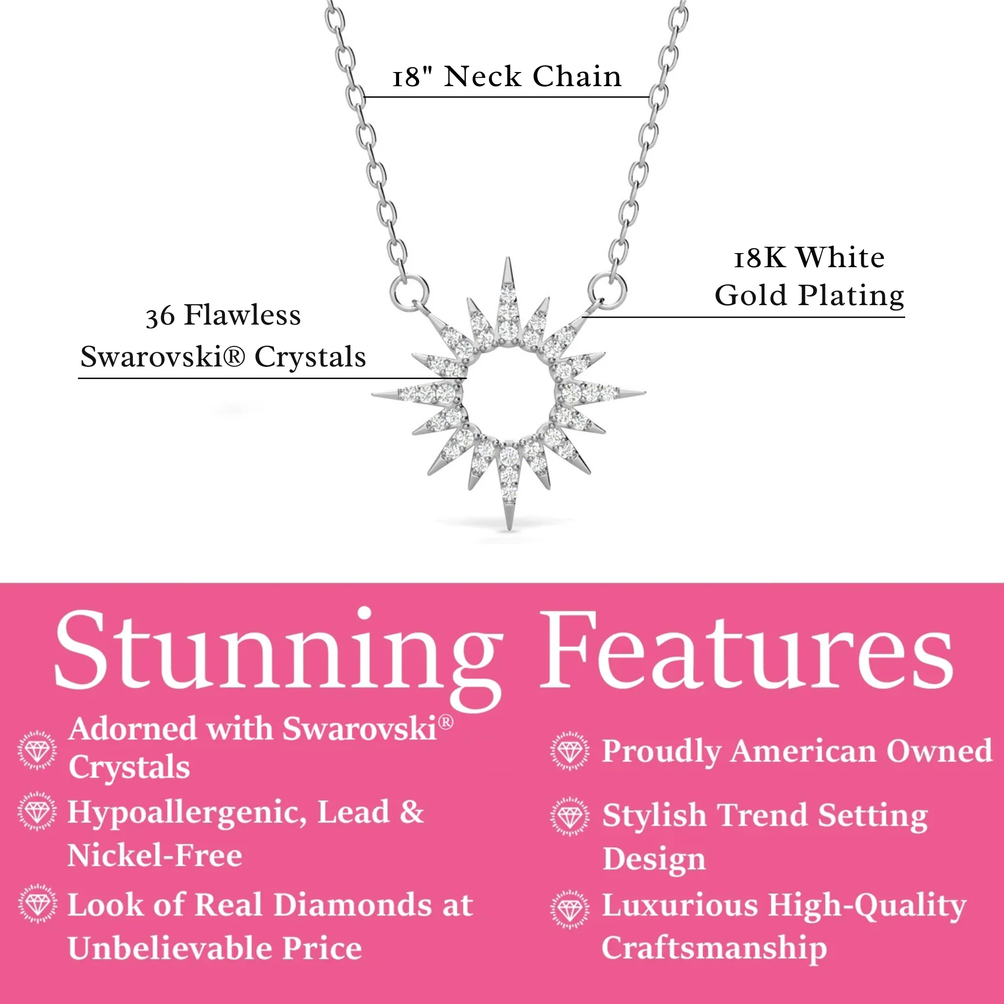 Evie 18k White Gold Plated Necklace with Swarovski Crystals - Image 3