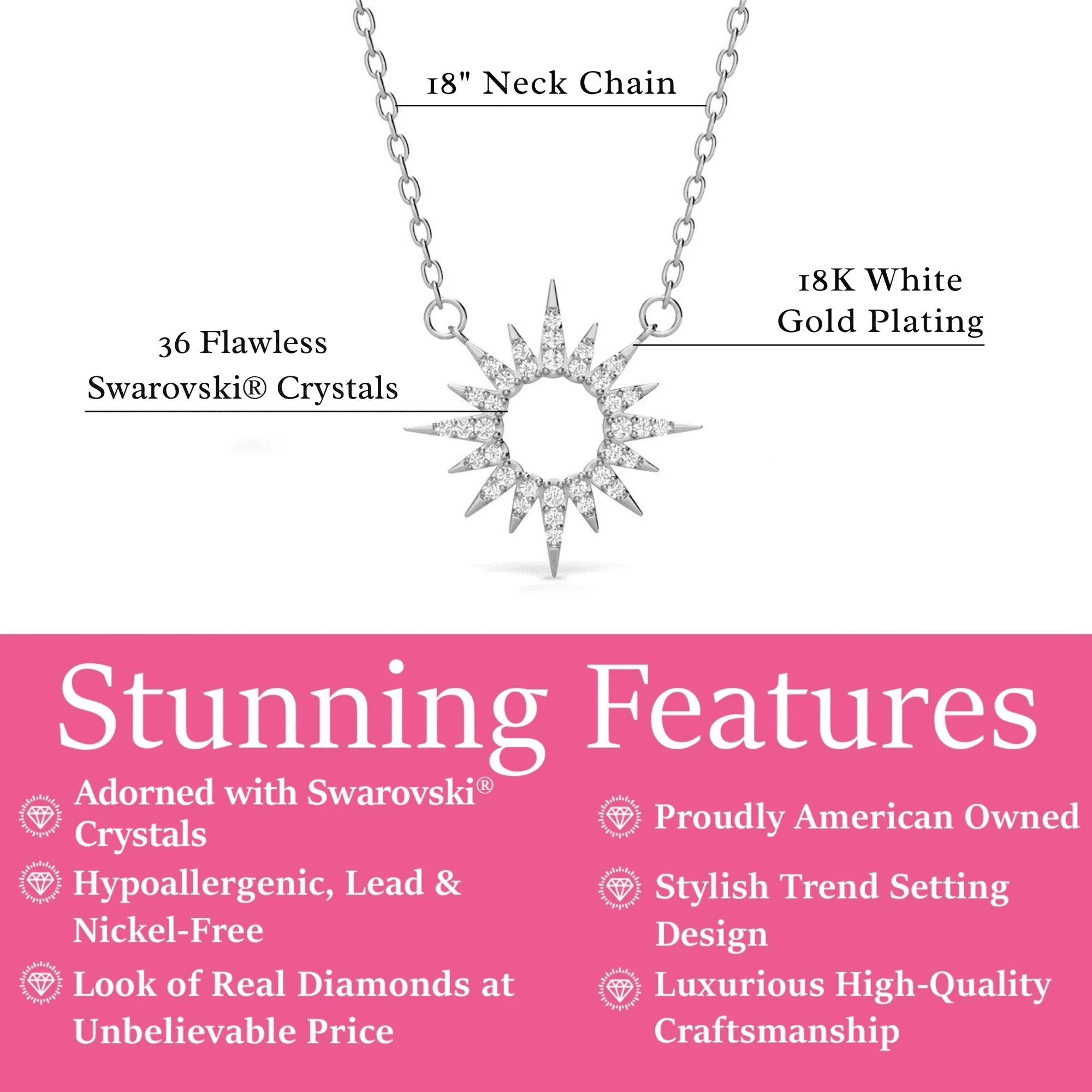 Evie 18k White Gold Plated Sun Necklace with Swarovski Crystals & Heartfelt Message for Daughter - Image 4