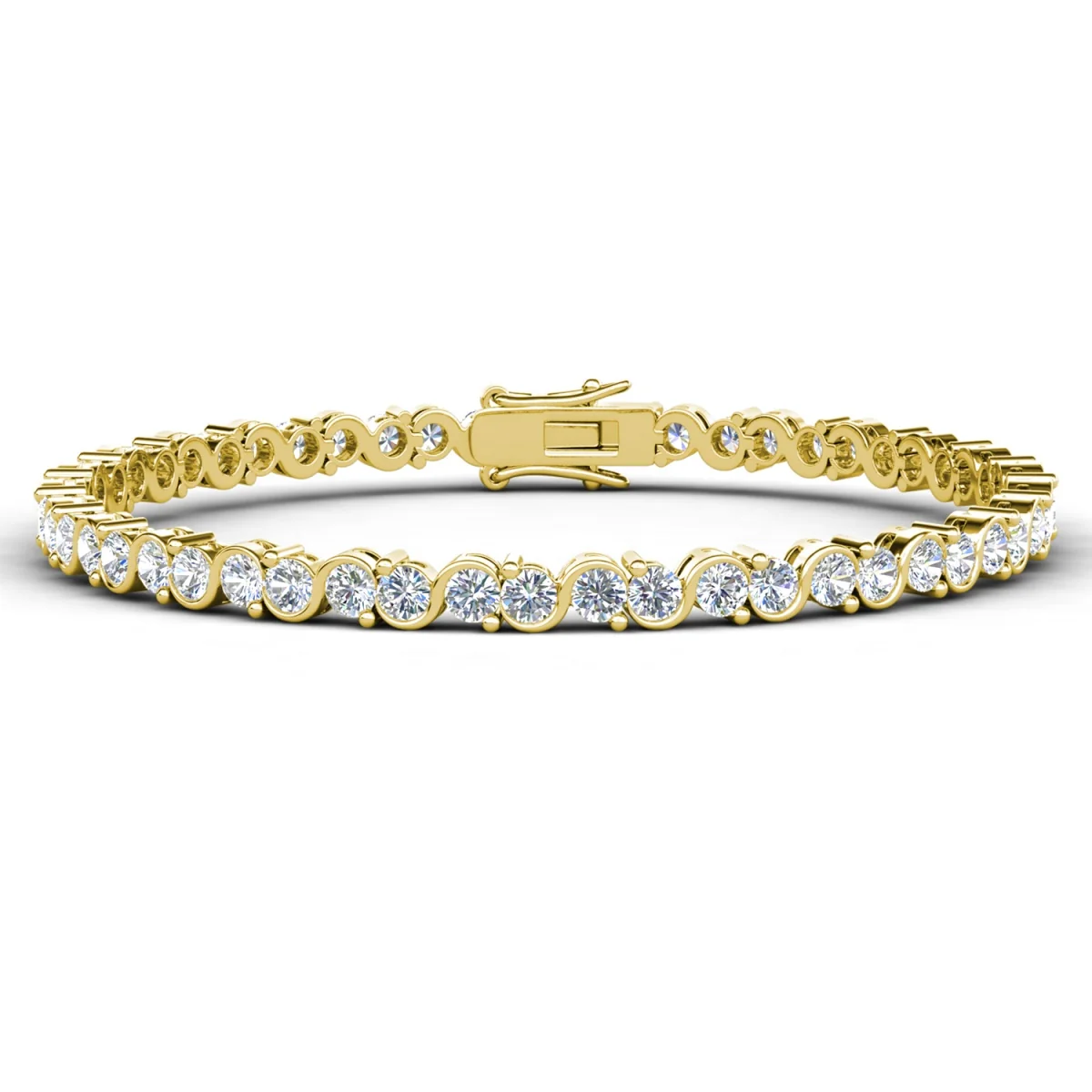 Ezra 18k White Gold Plated Infinity Tennis Bracelet with Simulated Diamond Crystals - Image 10
