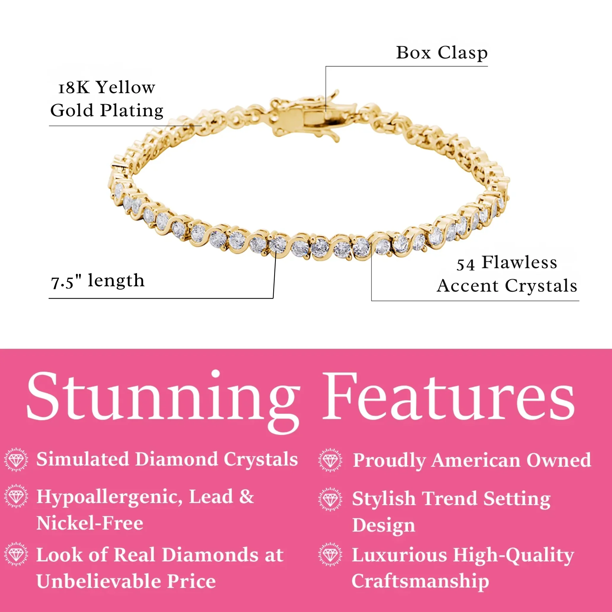 Ezra 18k White Gold Plated Infinity Tennis Bracelet with Simulated Diamond Crystals - Image 11