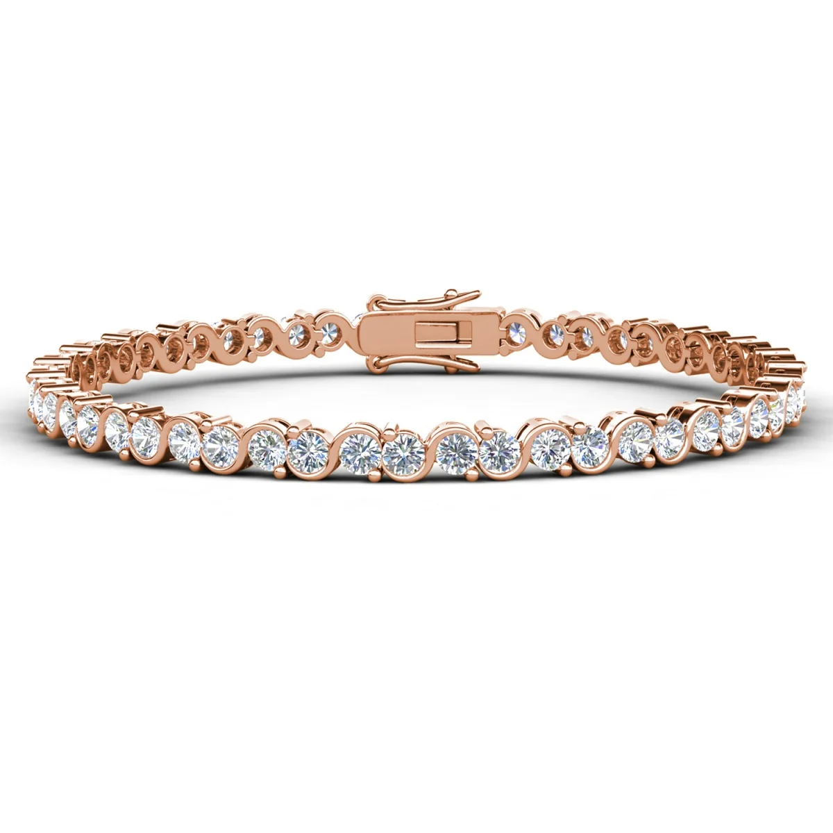Ezra 18k White Gold Plated Infinity Tennis Bracelet with Simulated Diamond Crystals - Image 14