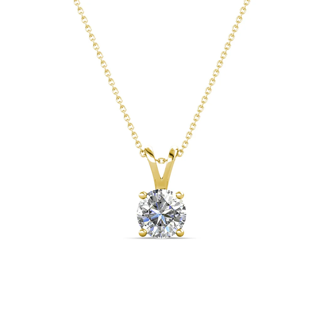 Faye 18k White Gold Plated Solitaire Necklace with Swarovski Crystal - Image 9