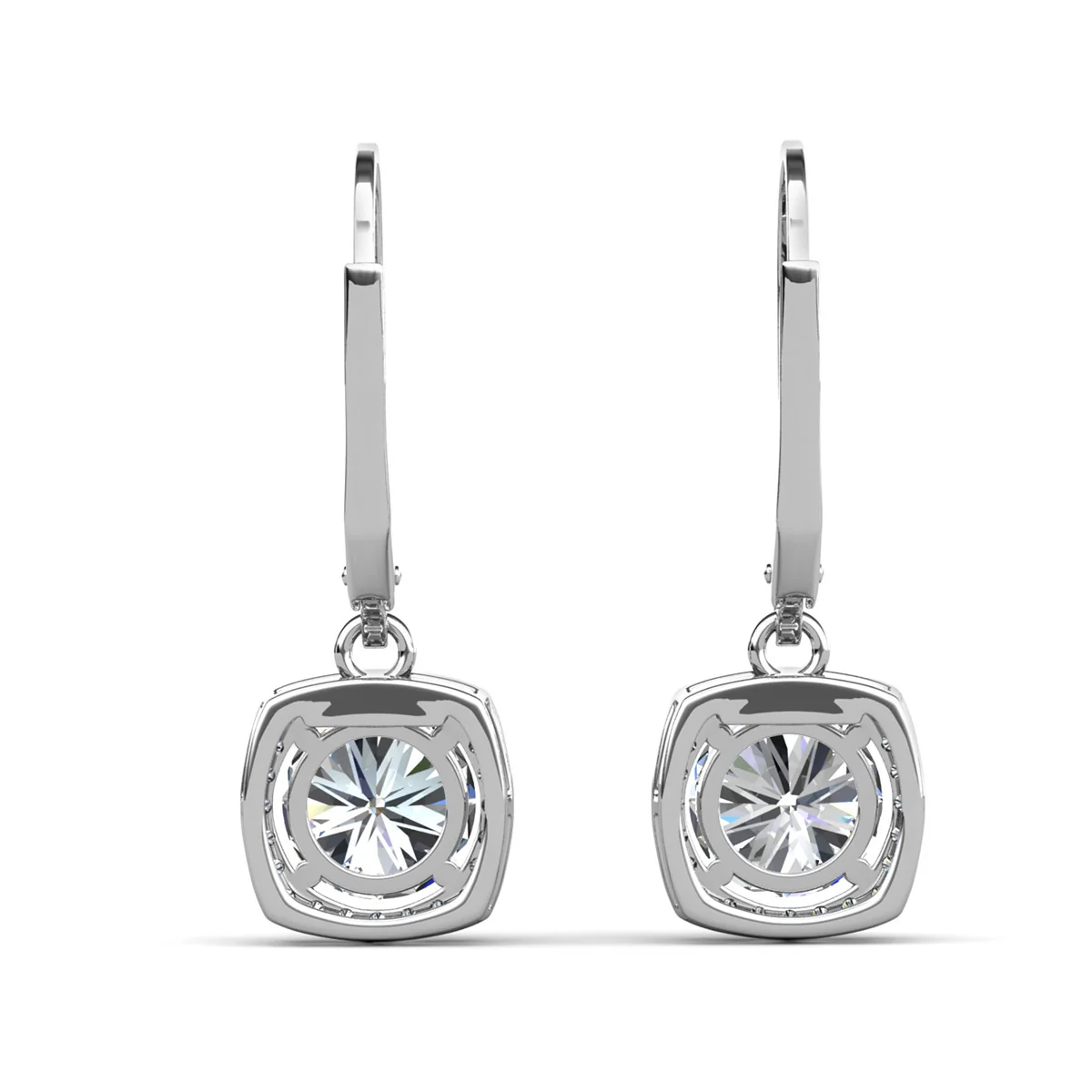 Freya 18k White Gold Plated Halo Drop Earrings with Simulated Diamond Crystals - Image 10