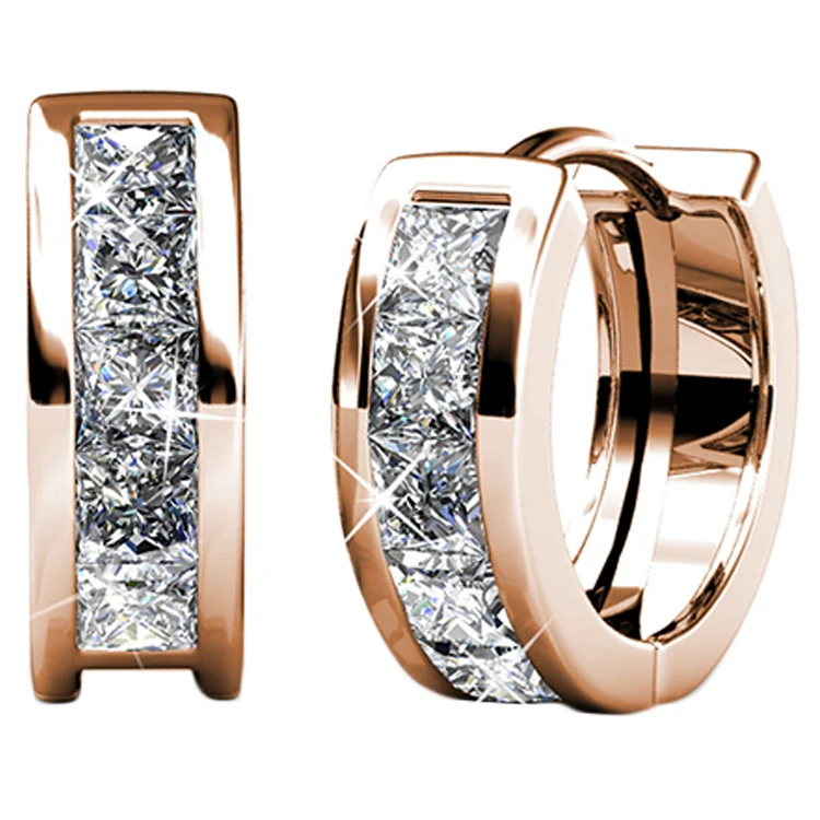 Giselle 18k White Gold Plated 15mm Hoop Crystal Earrings with Swarovski Crystals - Image 14