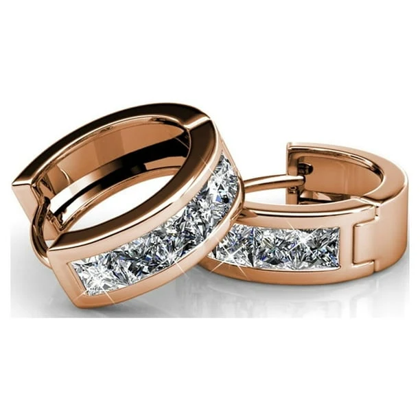 Giselle 18k White Gold Plated 15mm Hoop Crystal Earrings with Swarovski Crystals - Image 16