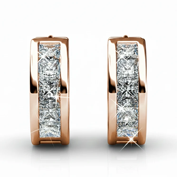 Giselle 18k White Gold Plated 15mm Hoop Crystal Earrings with Swarovski Crystals - Image 17